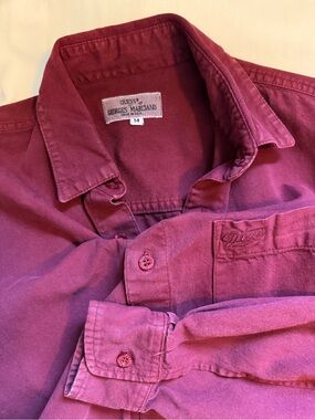 Vintage GUESS by Marciano Men's Wine Red Button-Up Shirt